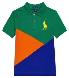 Рубашка-поло из пике с цветными блоками и логотипом Polo Ralph Lauren, разноцветный