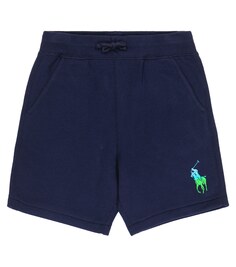 Флисовые шорты из смесового хлопка с логотипом Polo Ralph Lauren, синий