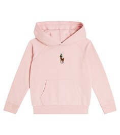 Худи из смесового хлопкового джерси с вышивкой Polo Ralph Lauren, розовый