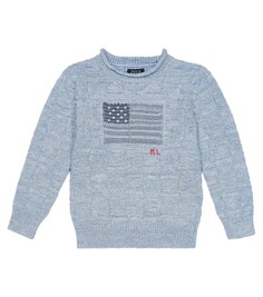 Хлопковый свитер интарсия Polo Ralph Lauren, синий