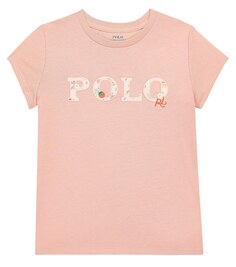Хлопковая футболка с вышитым логотипом Polo Ralph Lauren, розовый
