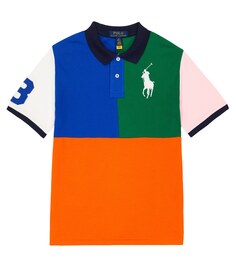 Рубашка-поло из хлопкового пике с вышивкой Polo Ralph Lauren, разноцветный