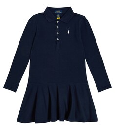 Хлопковое платье-поло с логотипом Polo Ralph Lauren, синий
