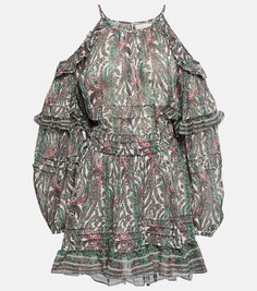 Мини-платье Gabonia из хлопка и шелка с принтом ISABEL MARANT, разноцветный