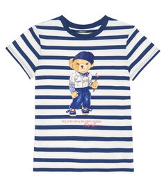 Полосатая хлопковая футболка Polo Bear Polo Ralph Lauren, синий