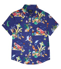 Рубашка из хлопка с принтом Polo Ralph Lauren, синий