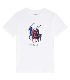 Хлопковая футболка с принтом Polo Ralph Lauren, белый