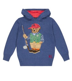 Хлопковый свитер Polo Bear с капюшоном Polo Ralph Lauren, синий