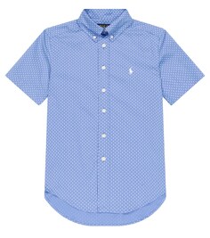 Хлопковая рубашка с короткими рукавами Polo Ralph Lauren, синий