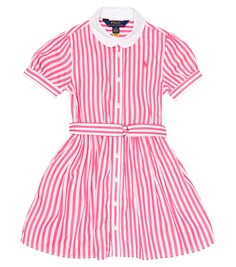 Платье-рубашка из хлопкового поплина в полоску Polo Ralph Lauren, розовый