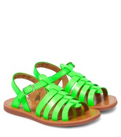 Кожаные сандалии Plagette с ремешками Pom d&apos;Api, зеленый