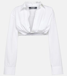 Укороченный топ La Chemise Bahia из смесового хлопка JACQUEMUS, белый