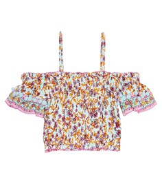 Топ Donna с цветочным принтом и открытыми плечами Poupette St Barth, разноцветный