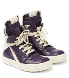 Высокие кожаные кроссовки Geobasket Rick Owens, серый