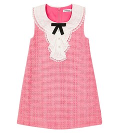 Платье из букле с кружевом Self-Portrait, розовый