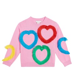 Хлопковый свитер с аппликацией Stella McCartney Kids, розовый