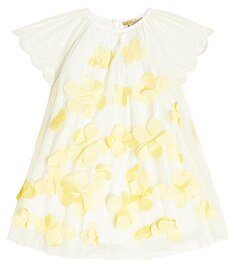 Платье с цветочной аппликацией Stella McCartney Kids, белый