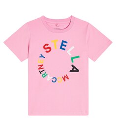 Футболка из хлопкового джерси с логотипом Stella McCartney Kids, розовый