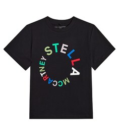 Хлопковая футболка с логотипом Stella McCartney Kids, черный