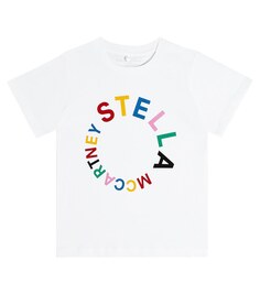 Хлопковая футболка с логотипом Stella McCartney Kids, белый