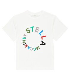 Хлопковая футболка с логотипом Stella McCartney Kids, белый