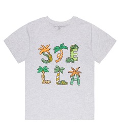 Футболка из хлопкового джерси с логотипом Stella McCartney Kids, серый