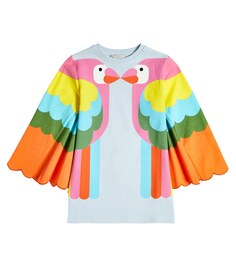 Платье Parrot из хлопкового флиса Stella McCartney Kids, разноцветный