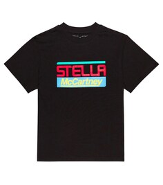 Футболка из хлопкового джерси с логотипом Stella McCartney Kids, черный