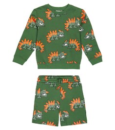 Хлопковая толстовка и шорты Stella McCartney Kids, зеленый