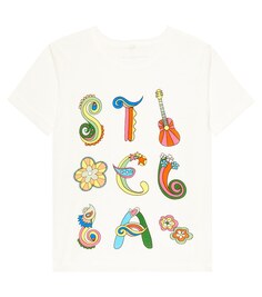 Хлопковая футболка с логотипом Stella McCartney Kids, белый