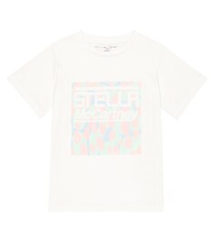 Футболка из хлопкового джерси с логотипом Stella McCartney Kids, белый