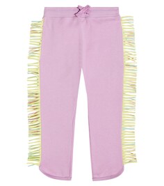 Спортивные брюки из хлопкового джерси с бахромой Stella McCartney Kids, розовый