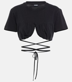 Le T-shirt Baci укороченный топ из хлопка JACQUEMUS, черный