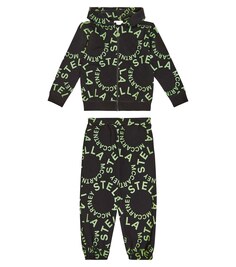 Хлопковая толстовка с логотипом и спортивные штаны Stella McCartney Kids, разноцветный