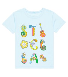 Хлопковая футболка с принтом Stella McCartney Kids, синий