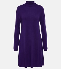 Мини-платье из шерсти и кашемира с высоким воротником JARDIN DES ORANGERS, фиолетовый