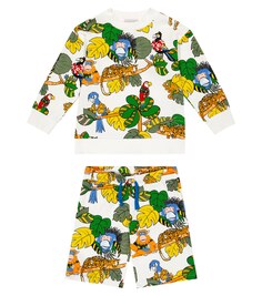 Хлопковая толстовка и шорты с принтом Stella McCartney Kids, разноцветный