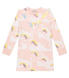 Платье из хлопка с принтом Stella McCartney Kids, разноцветный