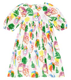 Платье из хлопка с принтом Stella McCartney Kids, разноцветный