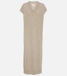 Платье-свитер кашемировой вязки косами JARDIN DES ORANGERS, бежевый