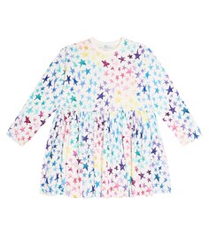 Платье из хлопкового джерси с принтом Stella McCartney Kids, белый