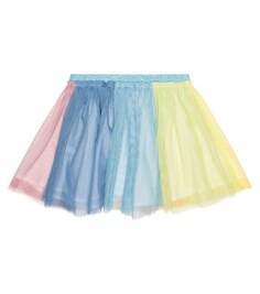 Полосатая мини-юбка из атласа и тюля Stella McCartney Kids, разноцветный