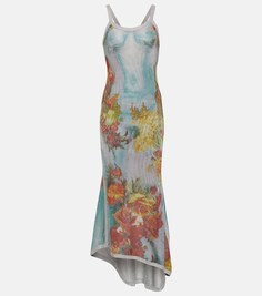 Платье макси асимметричного кроя с принтом trompe l&apos;œil JEAN PAUL GAULTIER, разноцветный
