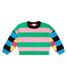 Полосатый свитер из хлопка и шерсти Stella McCartney Kids, разноцветный
