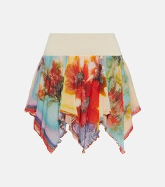 Драпированная мини-юбка с цветочным принтом JEAN PAUL GAULTIER, разноцветный