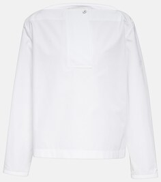 Топ из хлопкового поплина со складками JIL SANDER, белый