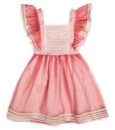 Платье с вышивкой и рюшами Stella McCartney Kids, розовый