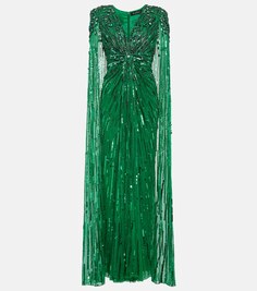 Украшенное платье с открытыми плечами JENNY PACKHAM, зеленый