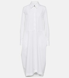 Платье-рубашка из хлопкового поплина JIL SANDER, белый