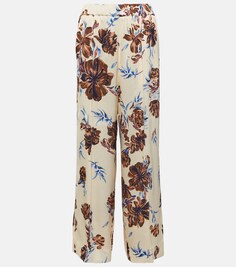 Широкие брюки с высокой посадкой и цветочным принтом JIL SANDER, разноцветный